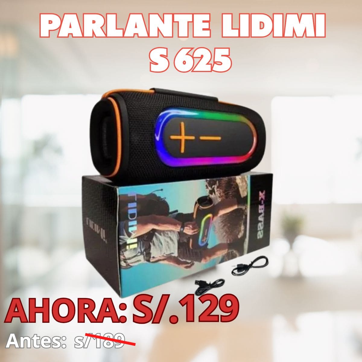 Parlante LIDIMI LD-S625:Potente, portátil y con luces RGB que encienden la noche donde vayas.